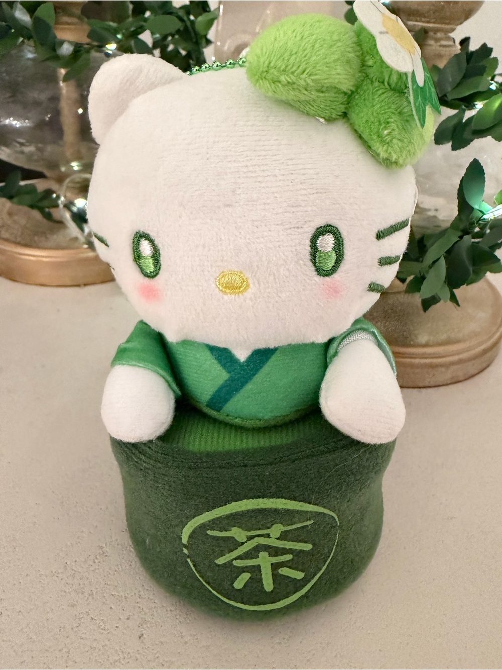 Sanrio Hello Kitty Matcha Bowl Plush Keychain